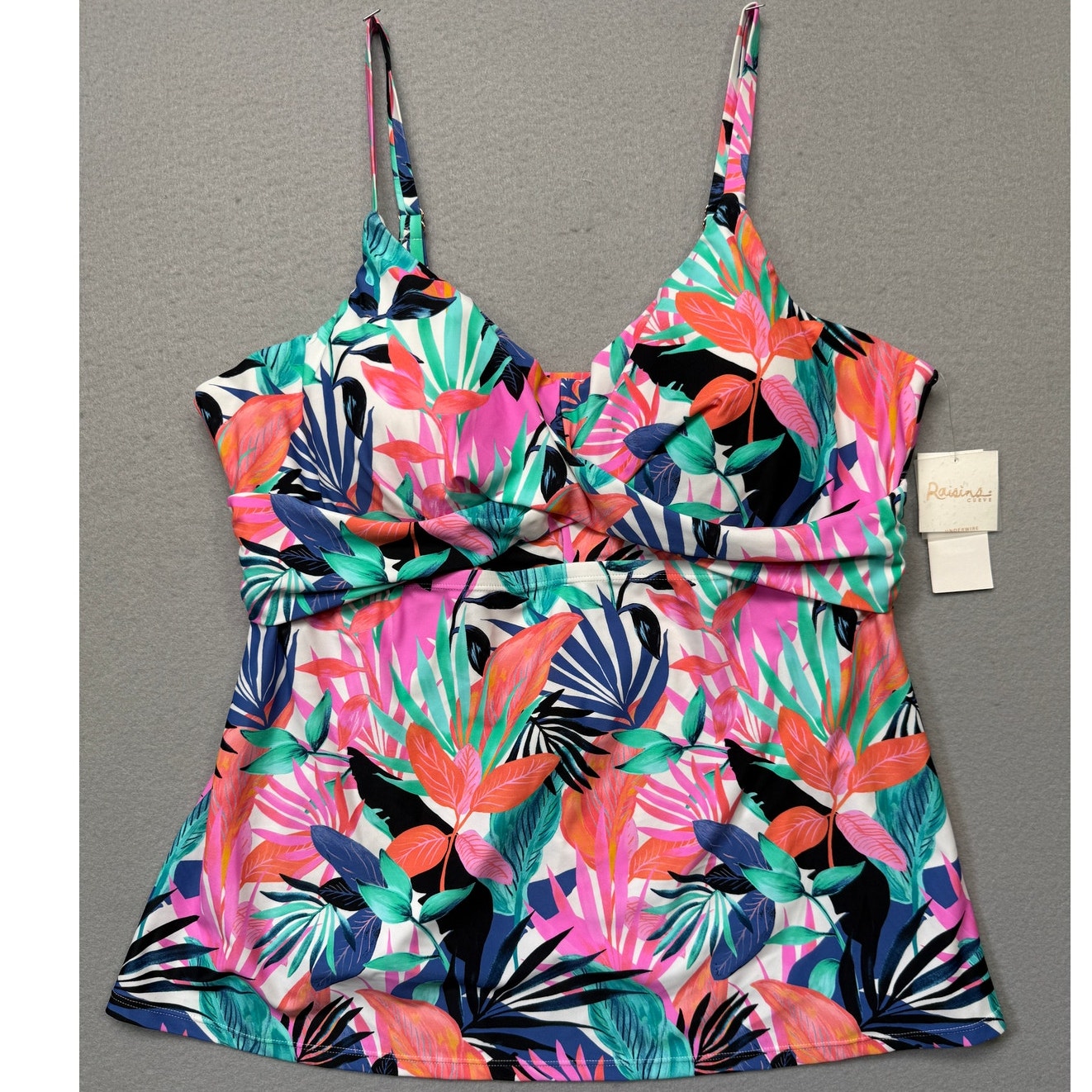 Raisins Woman's Plus Size Aries Swim Tankini White Multi 20w $66
